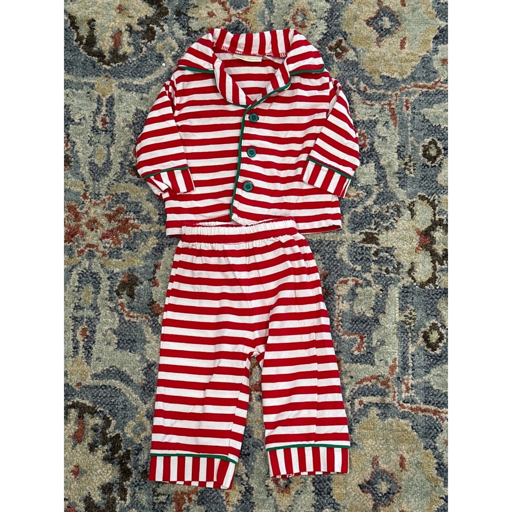Be Mine Pajama Set Kids 3M Red White Striped Holiday Christmas EUC
